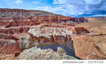 Aerial Painted Desert Sandstone Mesa and Toadstool Hoodoos Utah 132747318