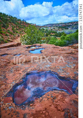 Red Sandstone Pools and Reflections Desert Landscape Kanab Utah 132747341