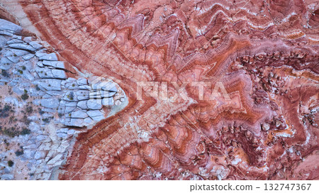 Aerial Sandstone Formations and Erosion Patterns Southwest Desert Top Down Aerial Sandstone Formations and Erosion Patterns Southwest Desert Top Down 132747367