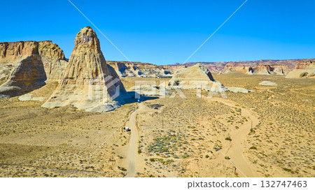 Aerial Desert Monolith and Dirt Road Vermilion Cliffs Utah Aerial Desert Monolith and Dirt Road Vermilion Cliffs Utah 132747463