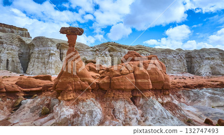 Aerial Desert Hoodoo and Striated Cliffs Paria Rimrocks Utah 132747493