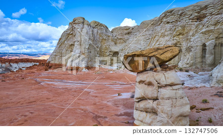 Aerial Desert Hoodoo and Sandstone Cliffs Kanab Utah 132747506