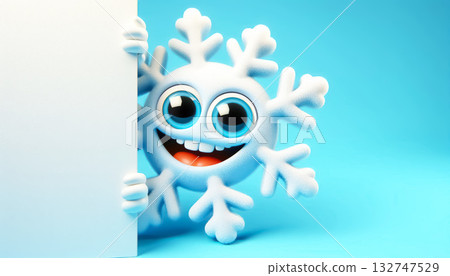 Adorable 3D snowflake cartoon. Christmas time 132747529