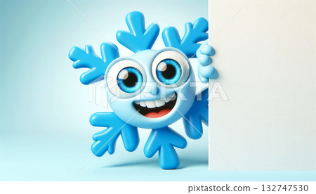 Adorable 3D snowflake cartoon. Christmas time Adorable 3D snowflake cartoon. Christmas time 132747530