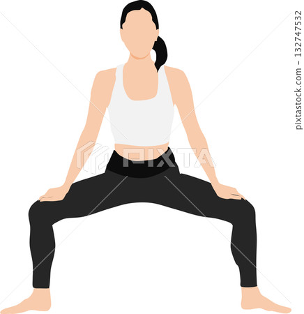 Illustration of a woman on a diet (stretching) 132747532