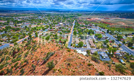 Aerial Small Town and Red Rock Desert Landscape Kanab Utah Aerial Small Town and Red Rock Desert Landscape Kanab Utah 132747629