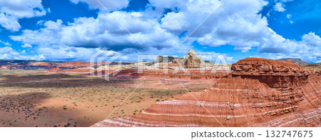 Aerial Canyon Point Sandstone Formations and Desert Plains Panorama Aerial Canyon Point Sandstone Formations and Desert Plains Panorama 132747675