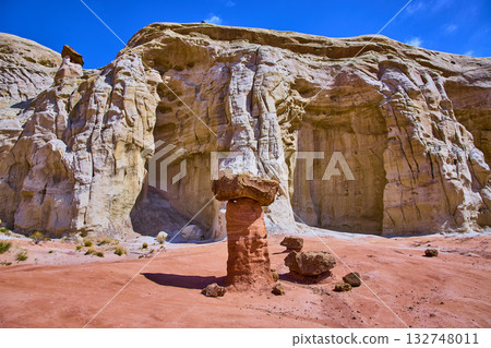 Toadstool Hoodoo and Sandstone Cliffs in Kanab Utah Desert Toadstool Hoodoo and Sandstone Cliffs in Kanab Utah Desert 132748011