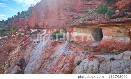 Aerial Red Rock Sand Caves and Desert Cliffs Kanab Utah 132748031