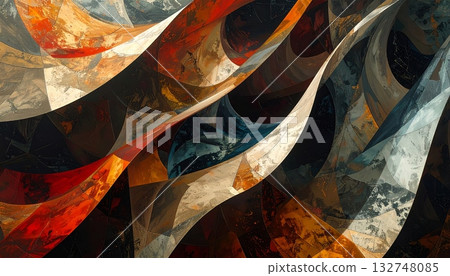 Vibrant Abstract Mosaic Art: Dynamic Colors and Fragmented Forms 132748085