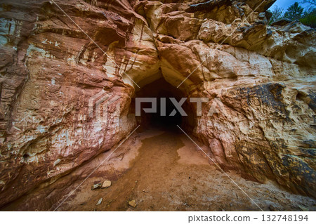Sandstone Cave Entrance with Carved Graffiti Belly of the Dragon Kanab Utah 132748194
