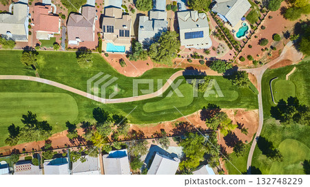 Aerial Residential Neighborhood Golf Course Las Vegas 132748229