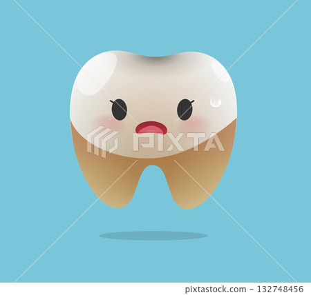 Cartoon tooth with tartar stains Cartoon tooth with tartar stains 132748456