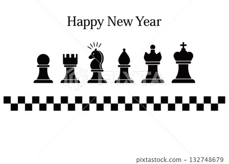 國際象棋棋子新年賀卡模板及祝福語 132748679