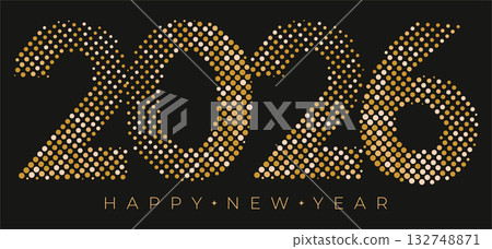 Golden dotted 2026 New Year typography 132748871