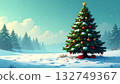 Christmas tree on a turquoise background 132749367
