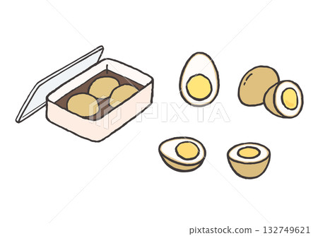 Hand-drawn illustration of a seasoned boiled egg Hand-drawn illustration of a seasoned boiled egg 132749621