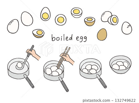Boiled egg hand drawn illustration set Boiled egg hand drawn illustration set 132749622