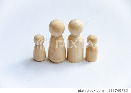 Family representation in the form of wooden peg. Family concept 132749783