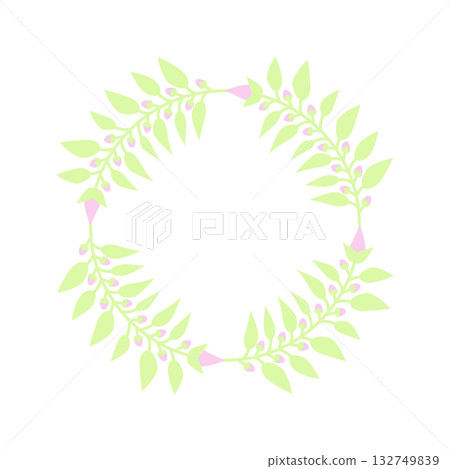 Easter circle frame, wreath with branches. Vector illustration. 132749839