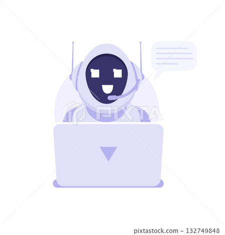 Robot calling to customer icon, AI support concept. EPS 10 Vector illustration. 132749848