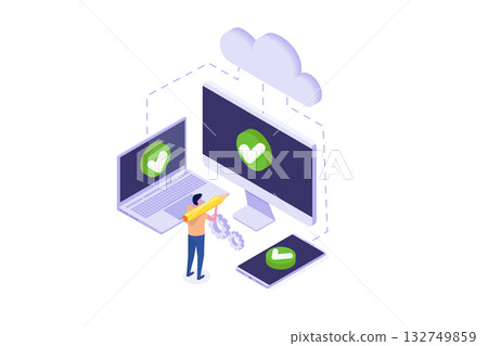 Saas technology, Software as a service Isometric concept. Vector illustration. 132749859