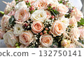 Light pink and white rose bouquet 132750141