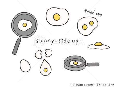 Fried egg hand drawn illustration 132750176
