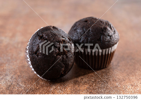 Homemade chocolate muffins 132750396