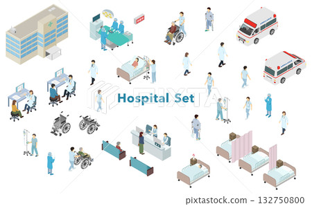 等距插圖：醫院場景 132750800