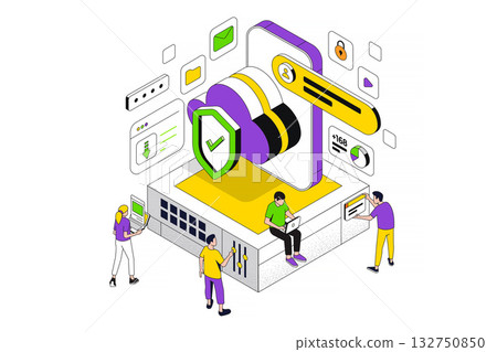 Modern Isometric Illustration design - Cloud Storage 132750850