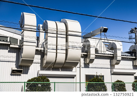 Factory equipment exhaust duct installation work 132750921