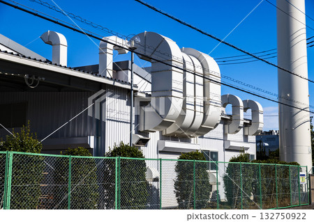 Factory equipment exhaust duct installation work 132750922