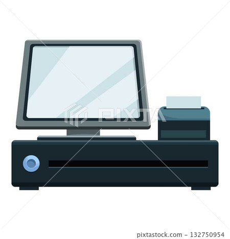 Modern pos terminal with blank screen accepting contactless payment 132750954