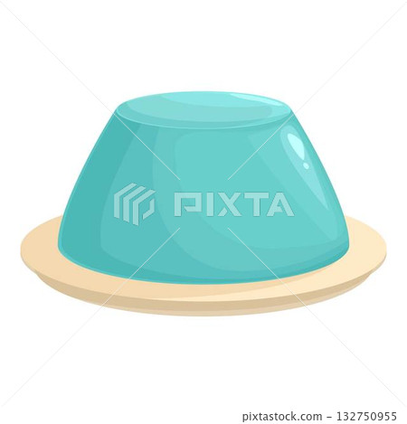 Vibrant blue gelatin dessert on plate illustration 132750955