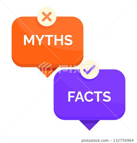 Myths and facts check icons showing true or false information Myths and facts check icons showing true or false information 132750964