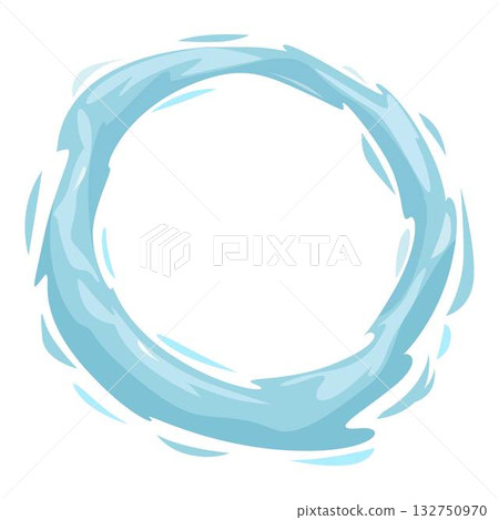 Blue water flowing forming circular shape frame 132750970
