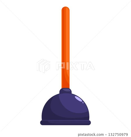 Cartoon plunger standing with orange handle for clogged toilet Cartoon plunger standing with orange handle for clogged toilet 132750979