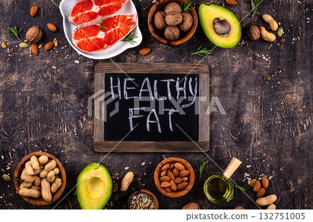 Healthy fat concept. Product with omega 3. Healthy fat concept. Product with omega 3. 132751005