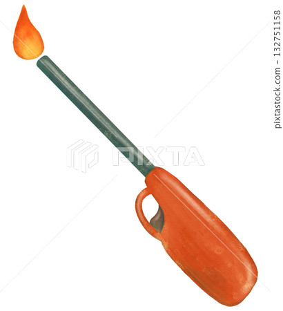 點燃的打火機的插圖 132751158