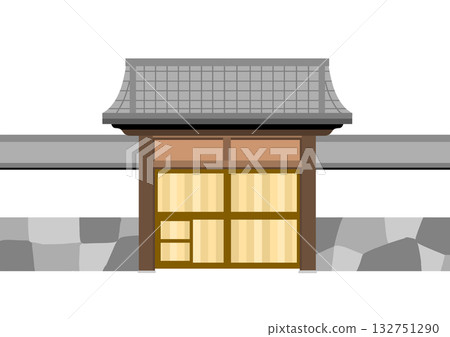 Japanese-style castle gate Japanese-style castle gate 132751290