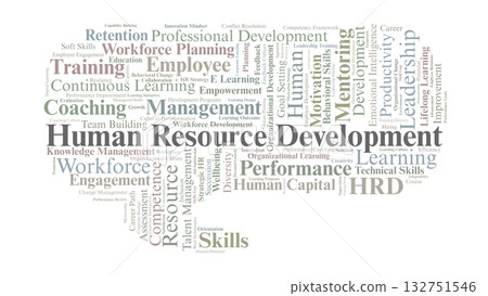 Human Resource Development Word Cloud. Key Concepts On Learning, Skills, Performance, And Organizational Growth. Human Resource Development Word Cloud. Key Concepts On Learning, Skills, Performance, And Organizational Growth. 132751546