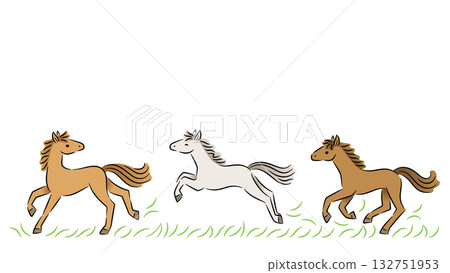 馬架在草地上奔跑 132751953