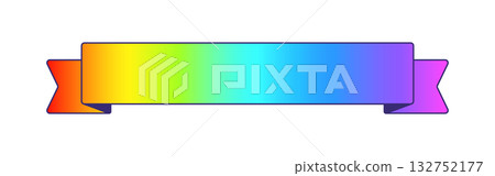 Simple and pop rainbow colored ribbon with copy space - design element for frames, banners, and decorations 132752177