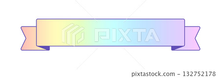 Pop and cute rainbow ribbon with copy space - design parts for frames, banners, and decorations Pop and cute rainbow ribbon with copy space - design parts for frames, banners, and decorations 132752178