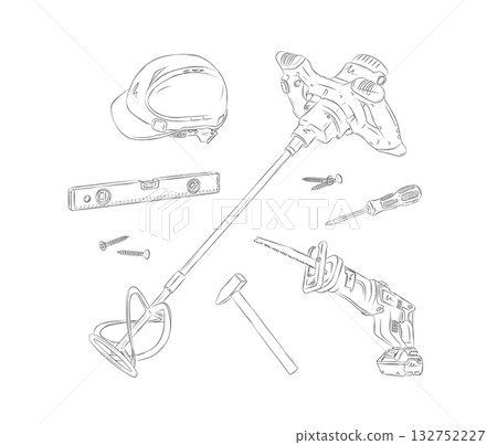 Construction tools composition Construction tools composition 132752227