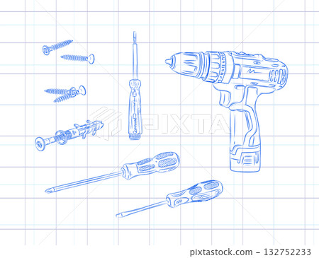 Cordless drill screwdriver screw composition light Cordless drill screwdriver screw composition light 132752233