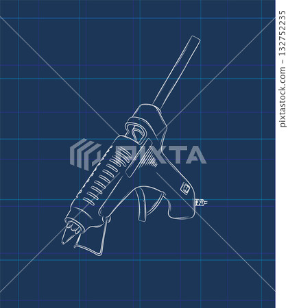 Glue gun illustration on blue bg Glue gun illustration on blue bg 132752235