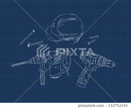 Powerful rotary hammer and regular drill blue Powerful rotary hammer and regular drill blue 132752241