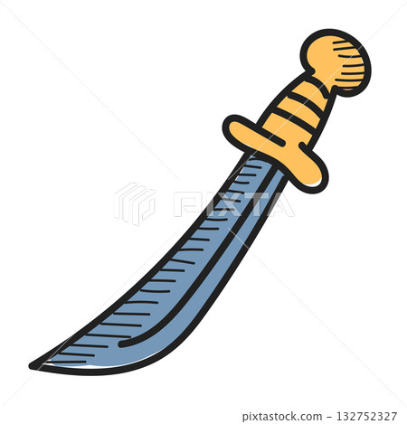 Pirate cutlass doodle icon vector isolated 132752327